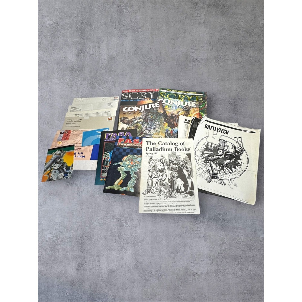 FASA Scrye Conjure Vintage Gaming Magazine Catalog Poster Lot 90s Ephemera